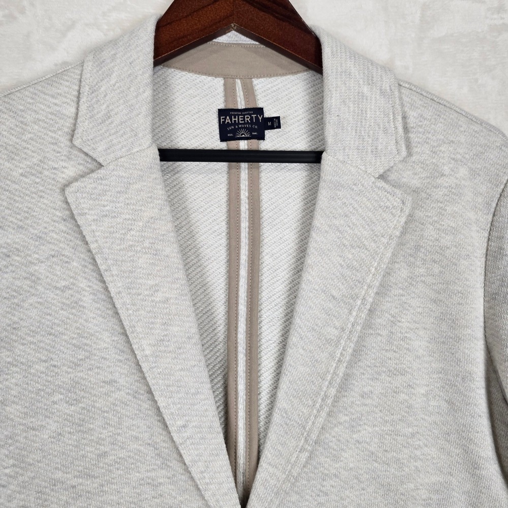 Faherty Women's Oatmeal Organic Cotton inlet Knit Blazer Sz M WOS2313 - Picture 2 of 12